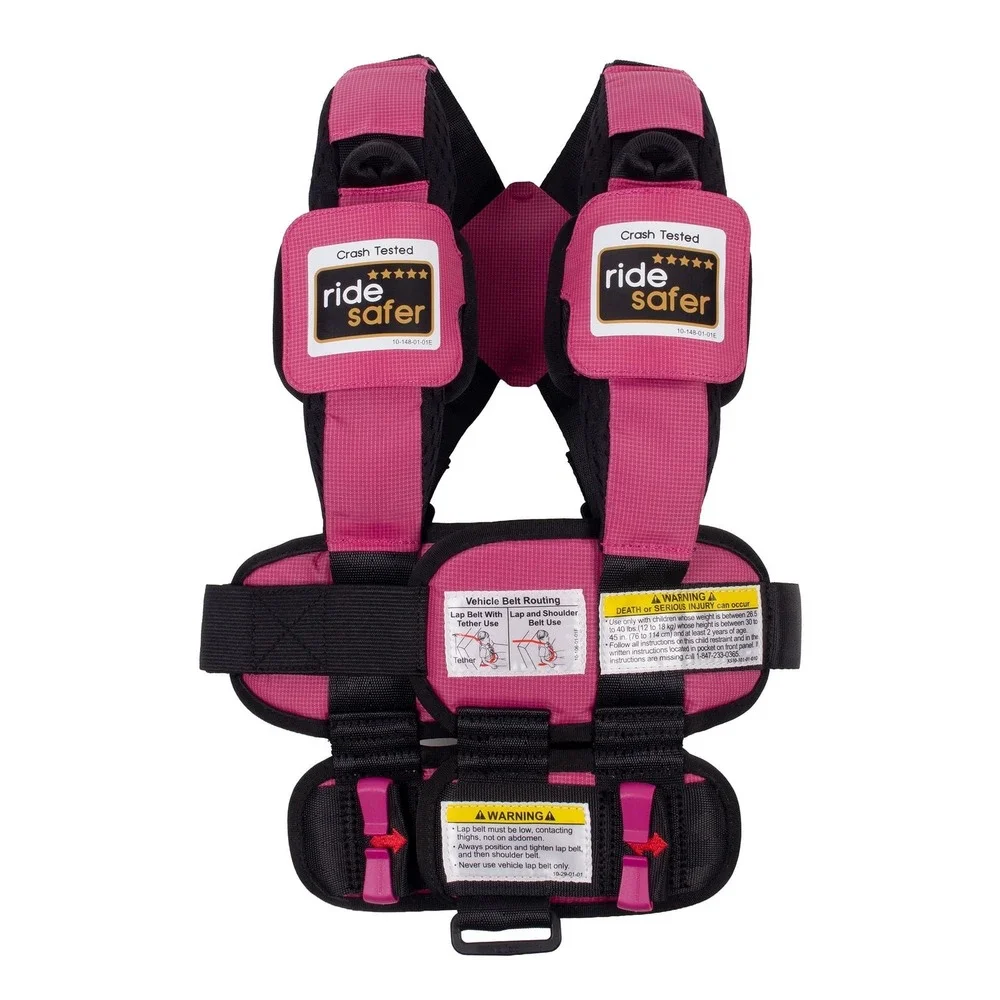 RideSafer Travel Vest XS Pink Portable Car Seat 26.5-40 lb Lightweight Compact
